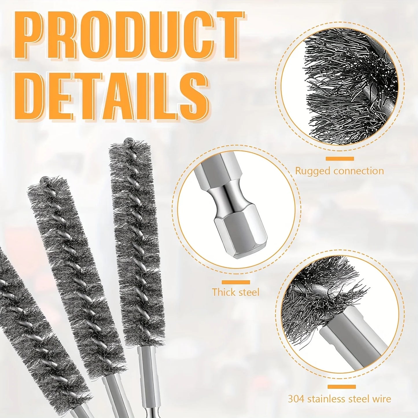5 Pieces Hexagonal Shank Stainless Steel Wire Brush