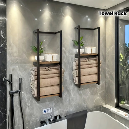2-layer carbon steel wall-mounted towel rack,