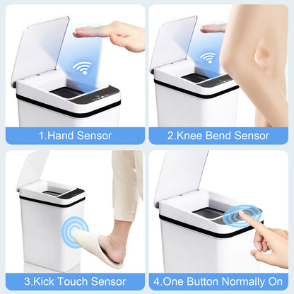 2 Pack 12L Bathroom Trash Cans w/ Touchless Motion Sensor