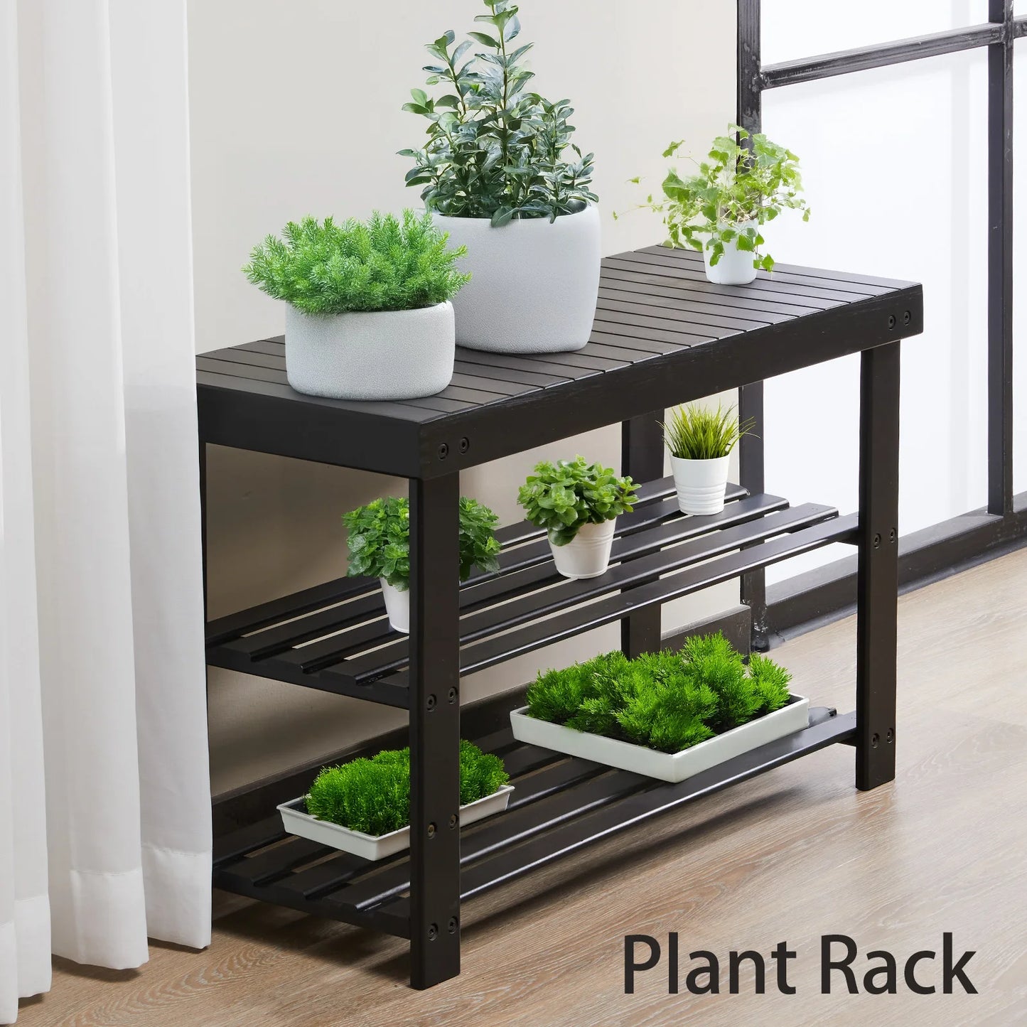 3-Tier Bamboo Entryway Bench w/Storage