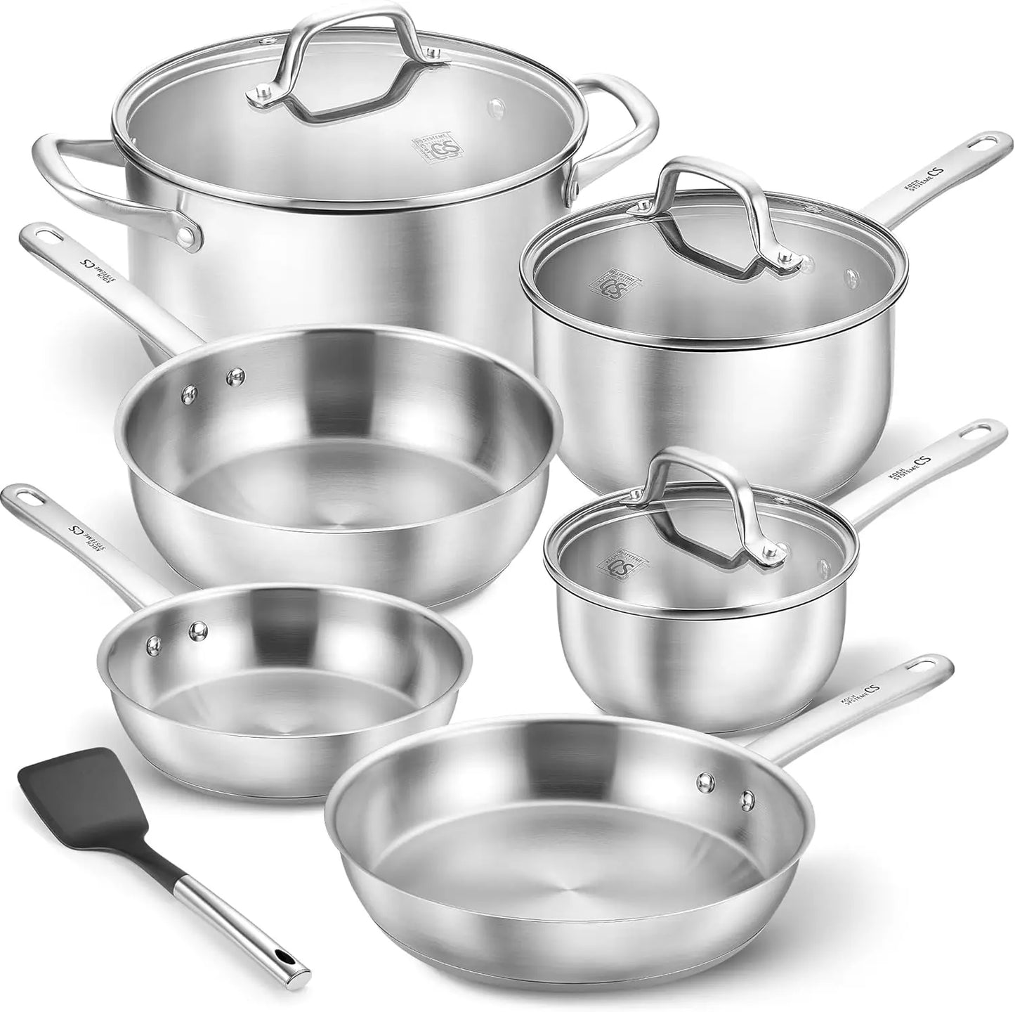 10 Piece Stainless Steel Pots and Pans Set