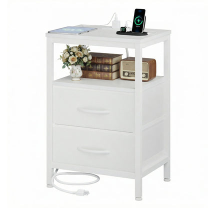 2 Drawer Night Stand with Open Shelf