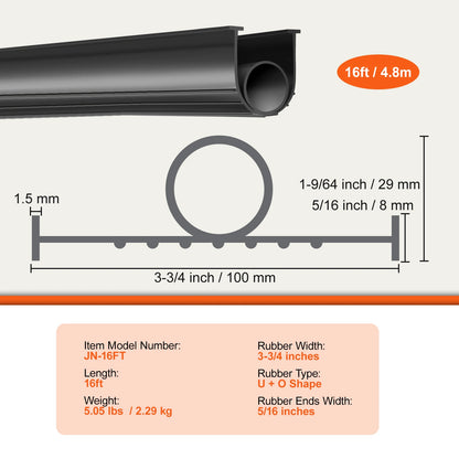 4.8m Garage Door Seals Bottom Rubber U Shape +O Ring