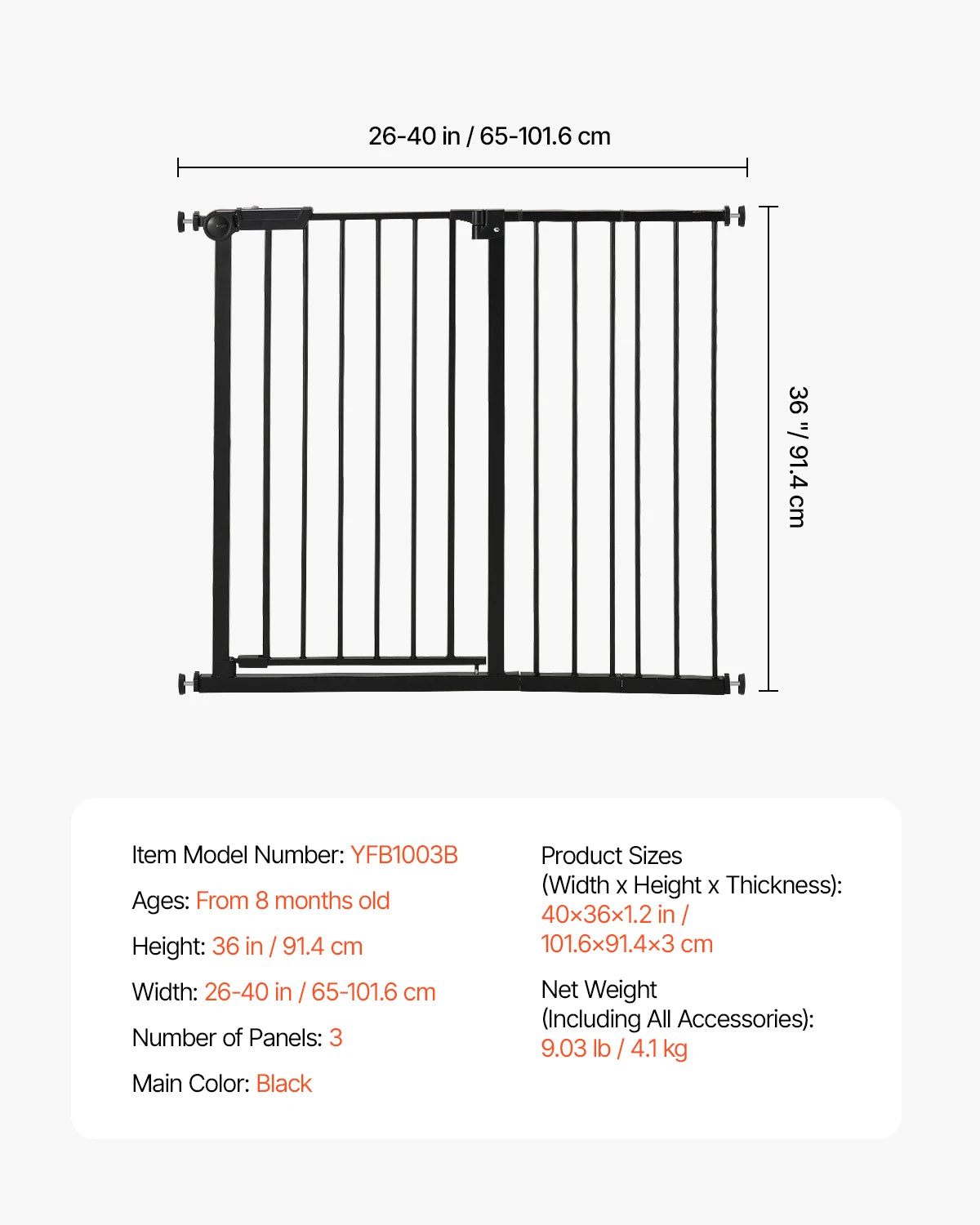 Dog Gate with Walk Thru Child Pet Security