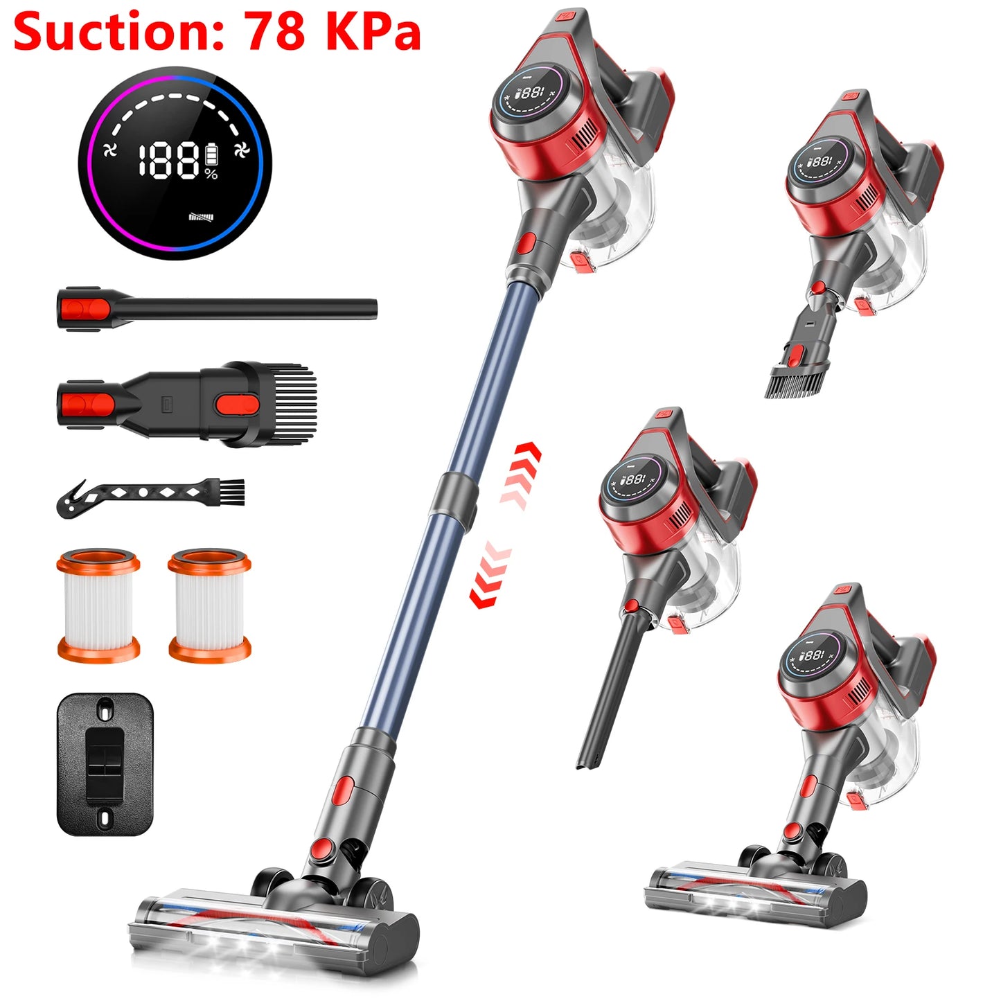 Cordless Handheld Vacuum Cleaner with High Power Suction, Wet and Dry