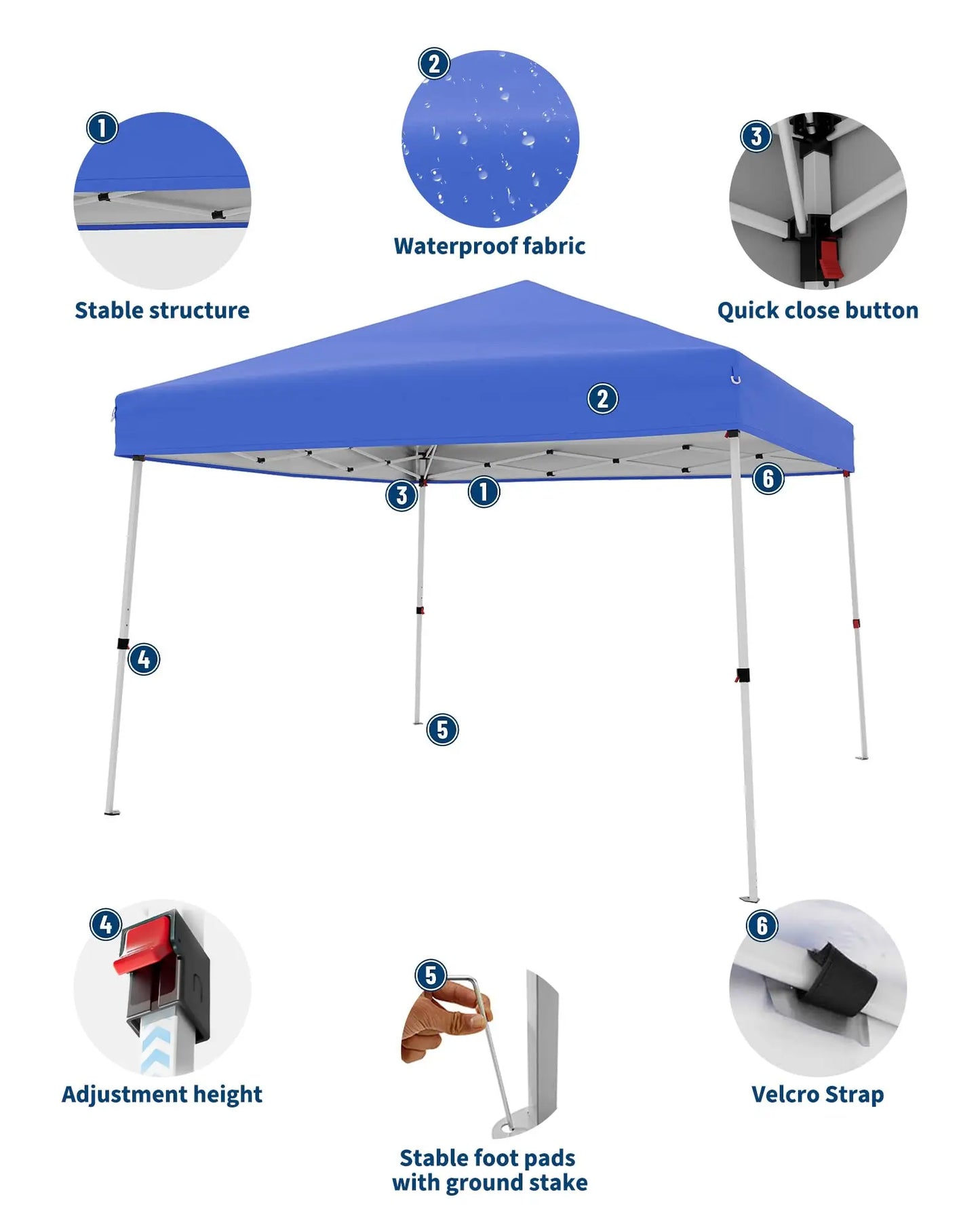 10x10 FT Pop Up Canopy Tent, Waterproof With Carry Bag