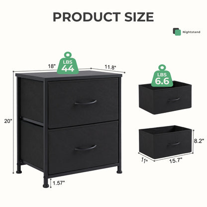 Set of 2 Bedside Nightstand w/2 Drawers