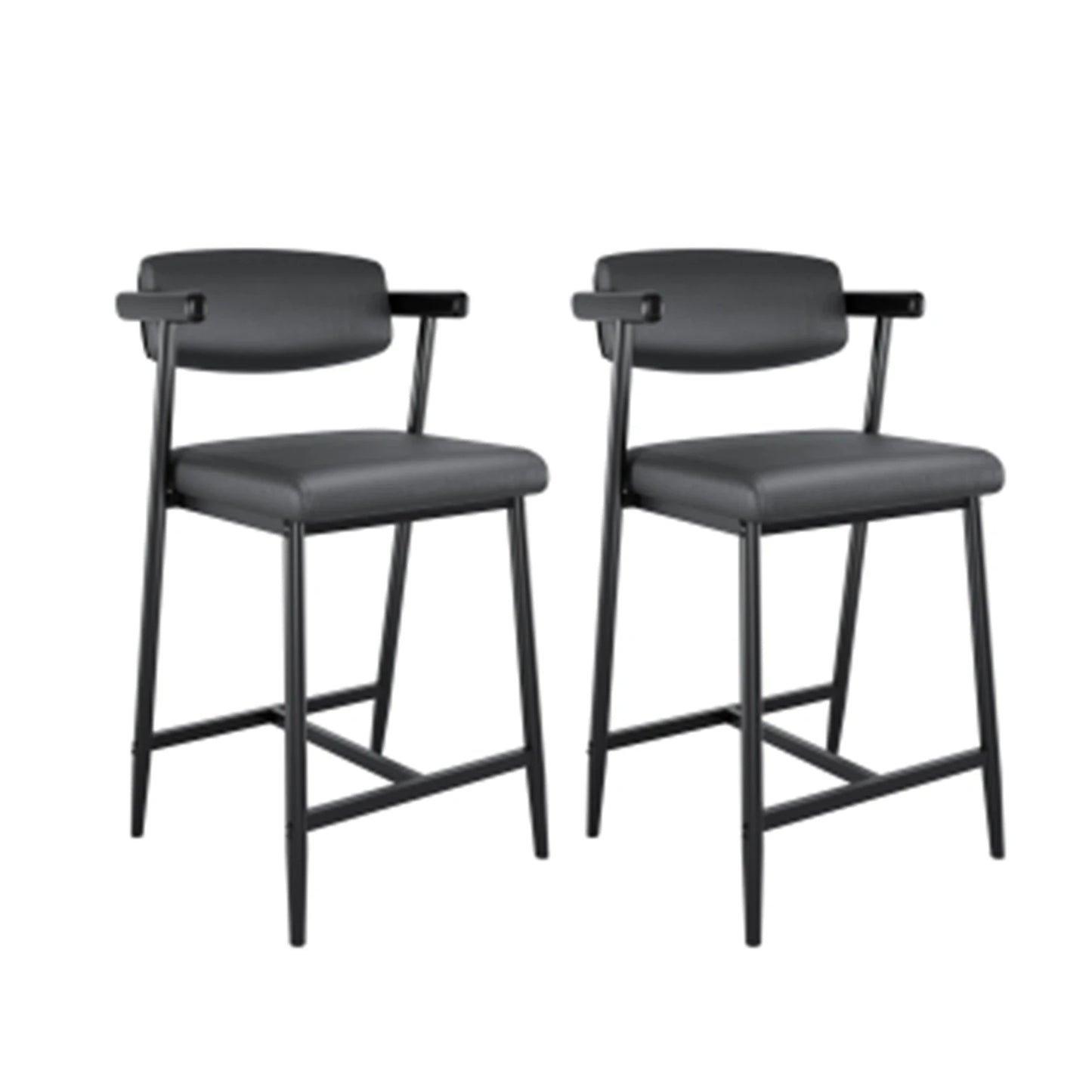 2PCS Modern Bar Stools Set with Back & Upholstered  Seat