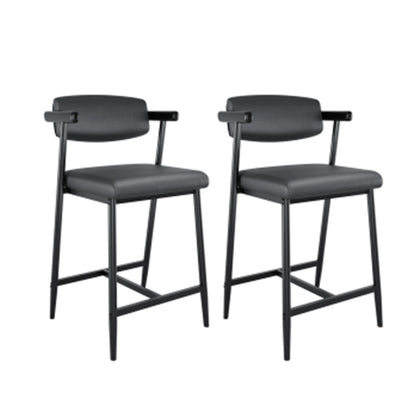 2PCS Modern Bar Stools Set with Back & Upholstered  Seat