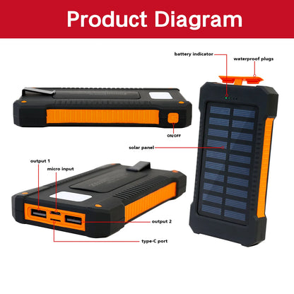 Solar Power Portable Outdoor Fast Charging Battery /Flashlight for Iphone & Android