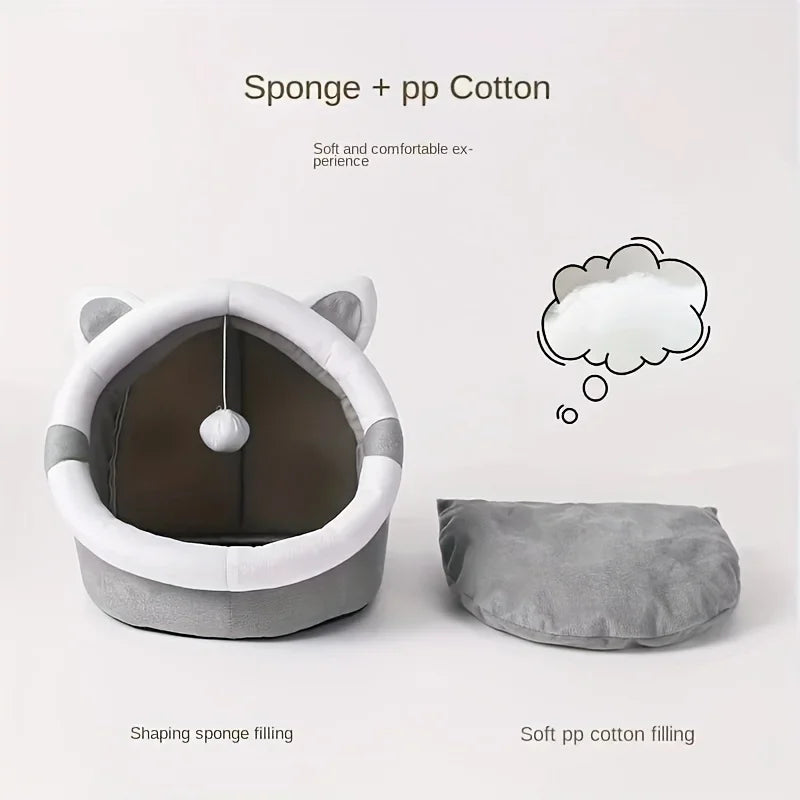 Modern Style Plush Cat Cave, with Removable Pad