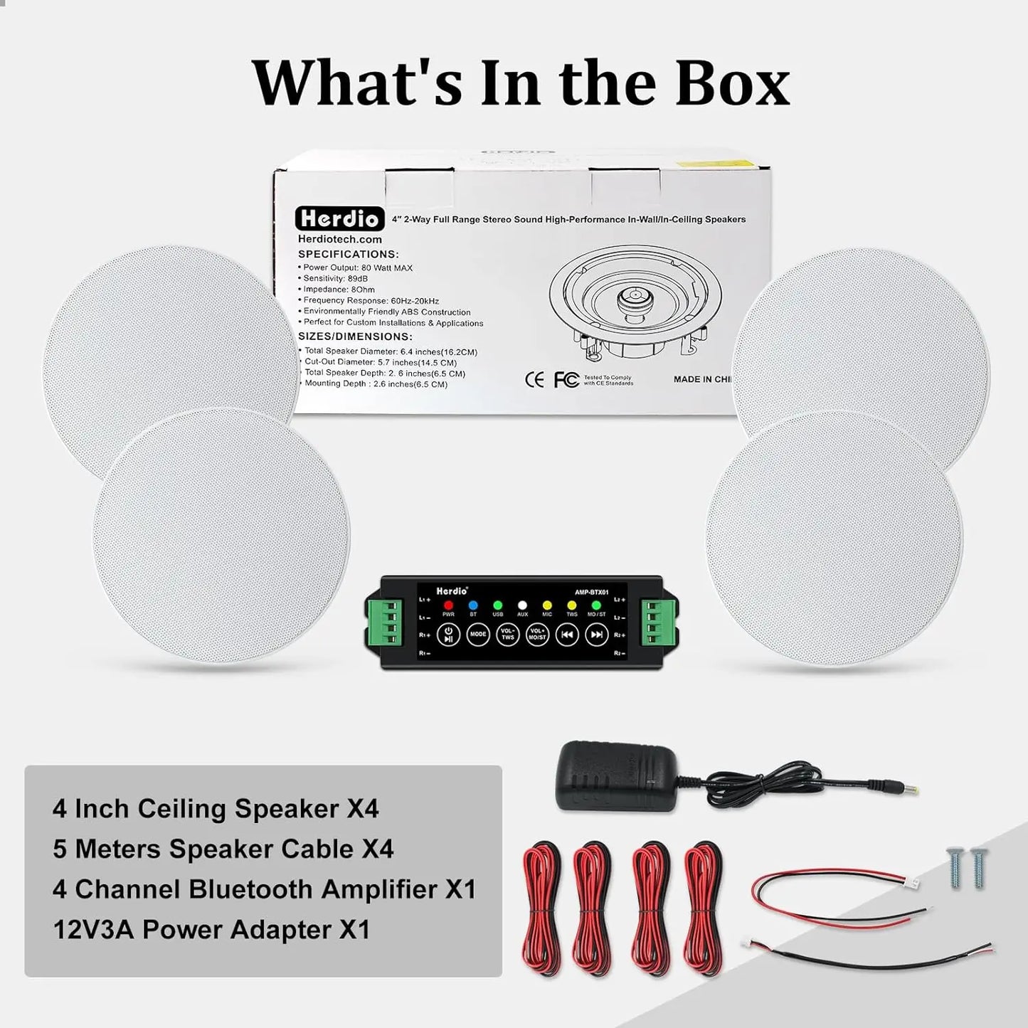 4 Flush Mount Ceiling Speakers For Home Theater