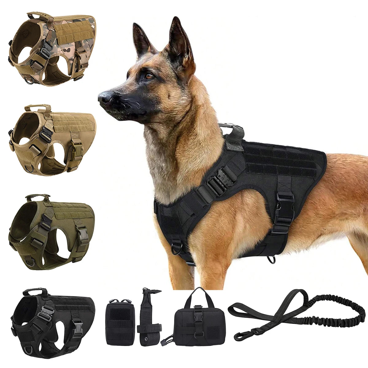 Tactical Dog Harness, Collar, and Leash