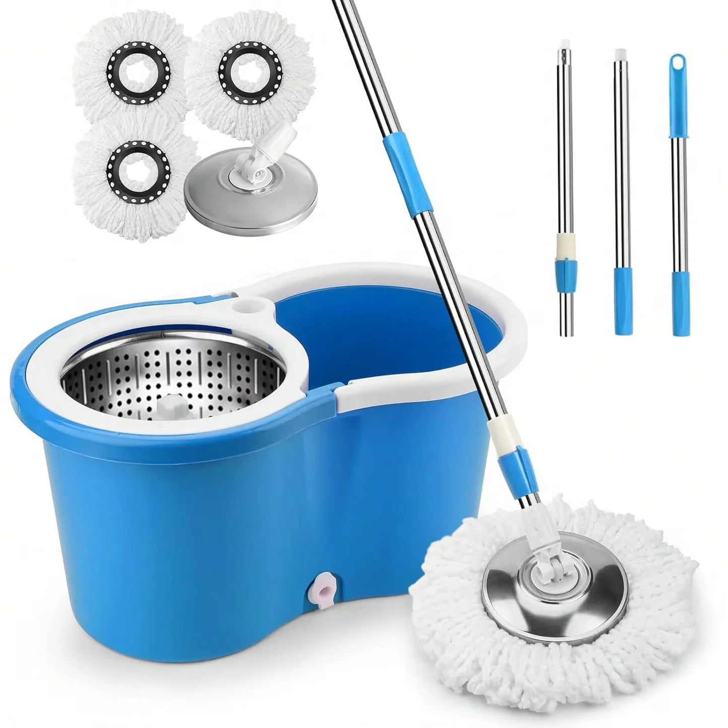 Heavy Duty Spin Mop/Bucket Set w/3 Mop Heads
