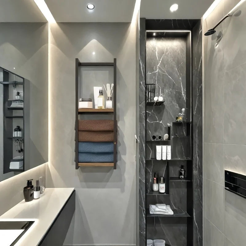 2-layer carbon steel wall-mounted towel rack,