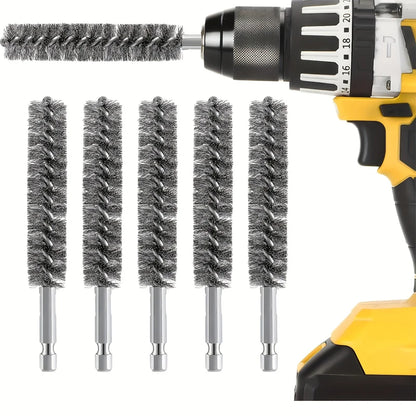 5 Pieces Hexagonal Shank Stainless Steel Wire Brush