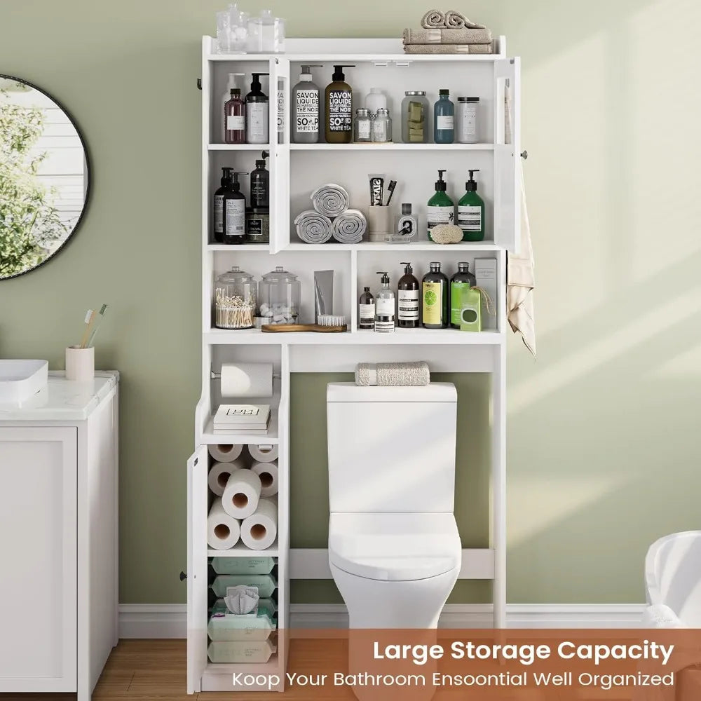 Over Toilet Storage Cabinet with Glass Doors