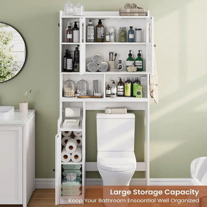Over Toilet Storage Cabinet with Glass Doors