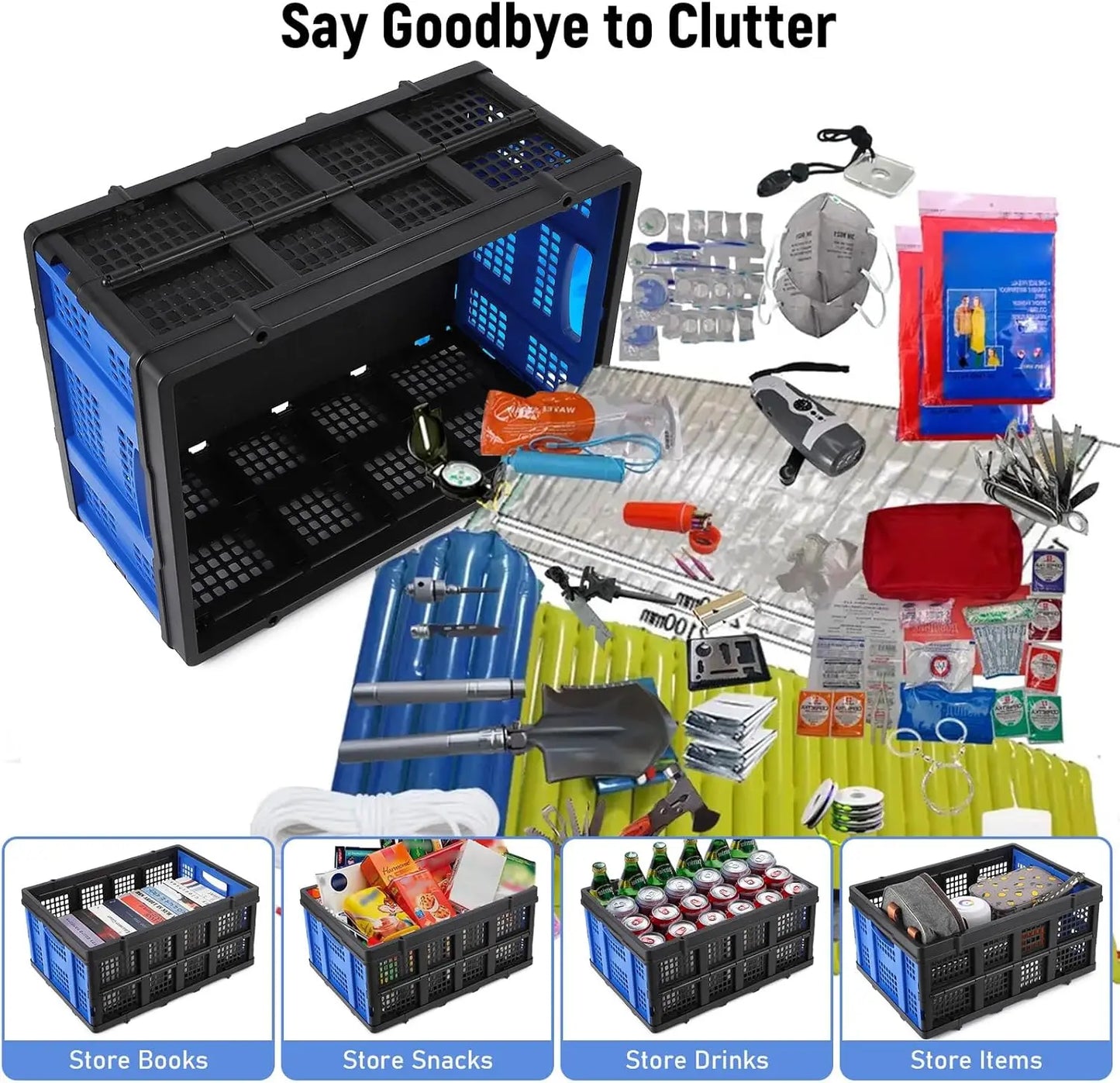55L Heavy-Duty Collapsible Plastic Crate