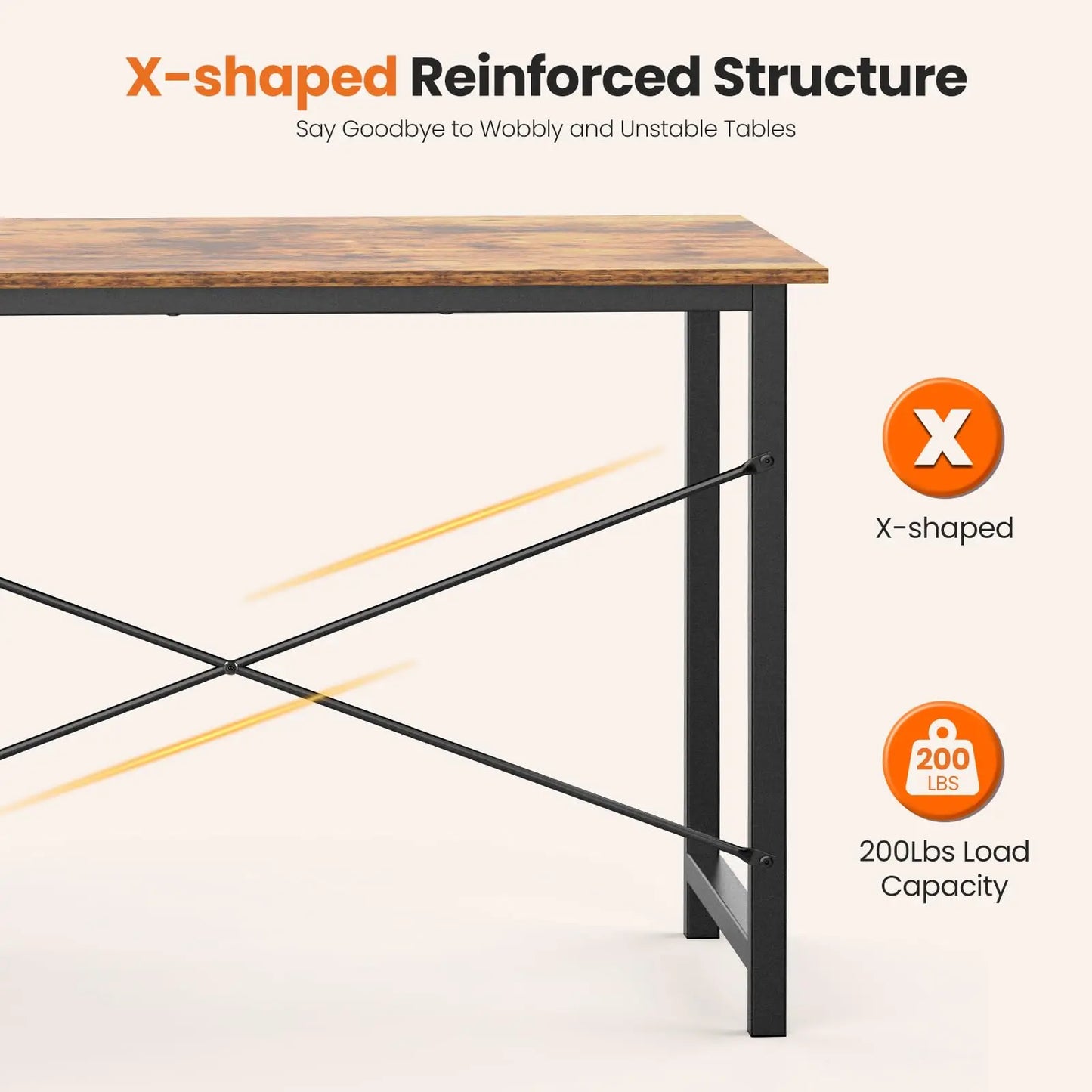47IN Wood Computer Desk with 2 Drawers