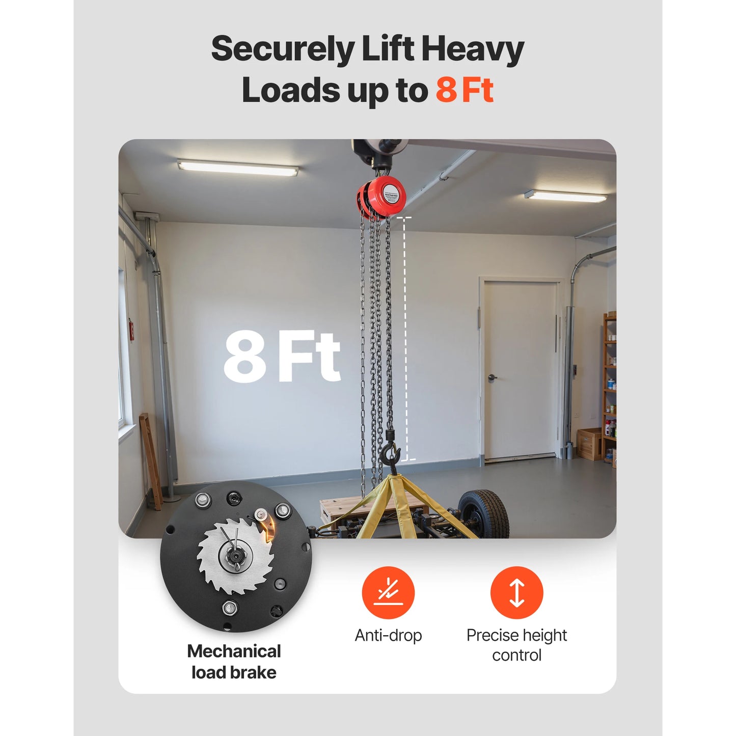 1T Hand Chain Hoist with 20 ft Height