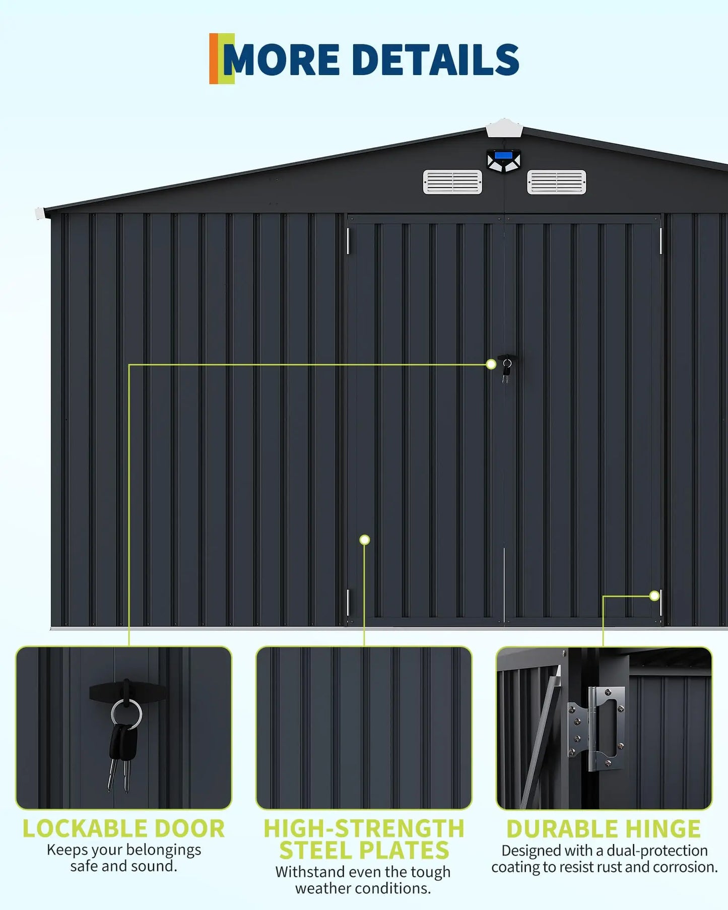 12'x10' Outdoor Storage Shed, Lockable  With Windows