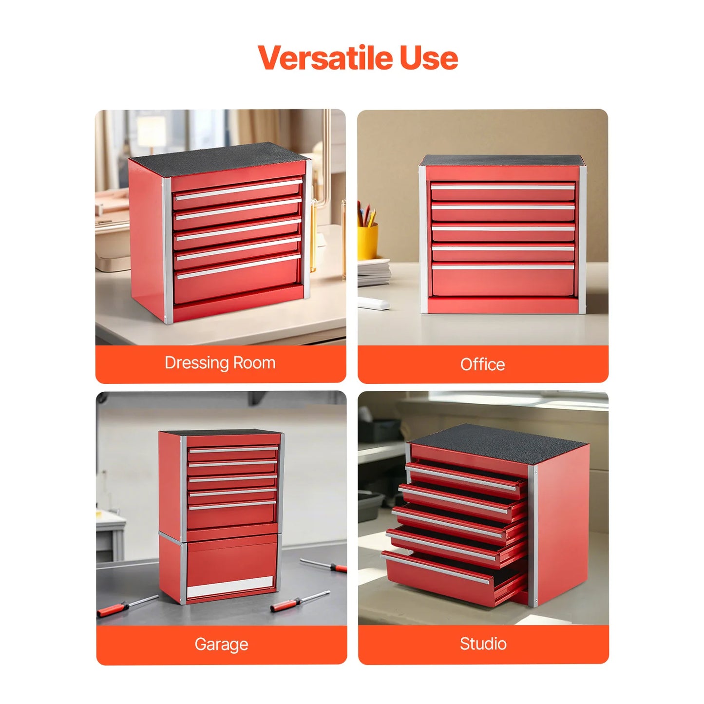 5-Drawer Portable Tool Box for Garage & Workshop Storage