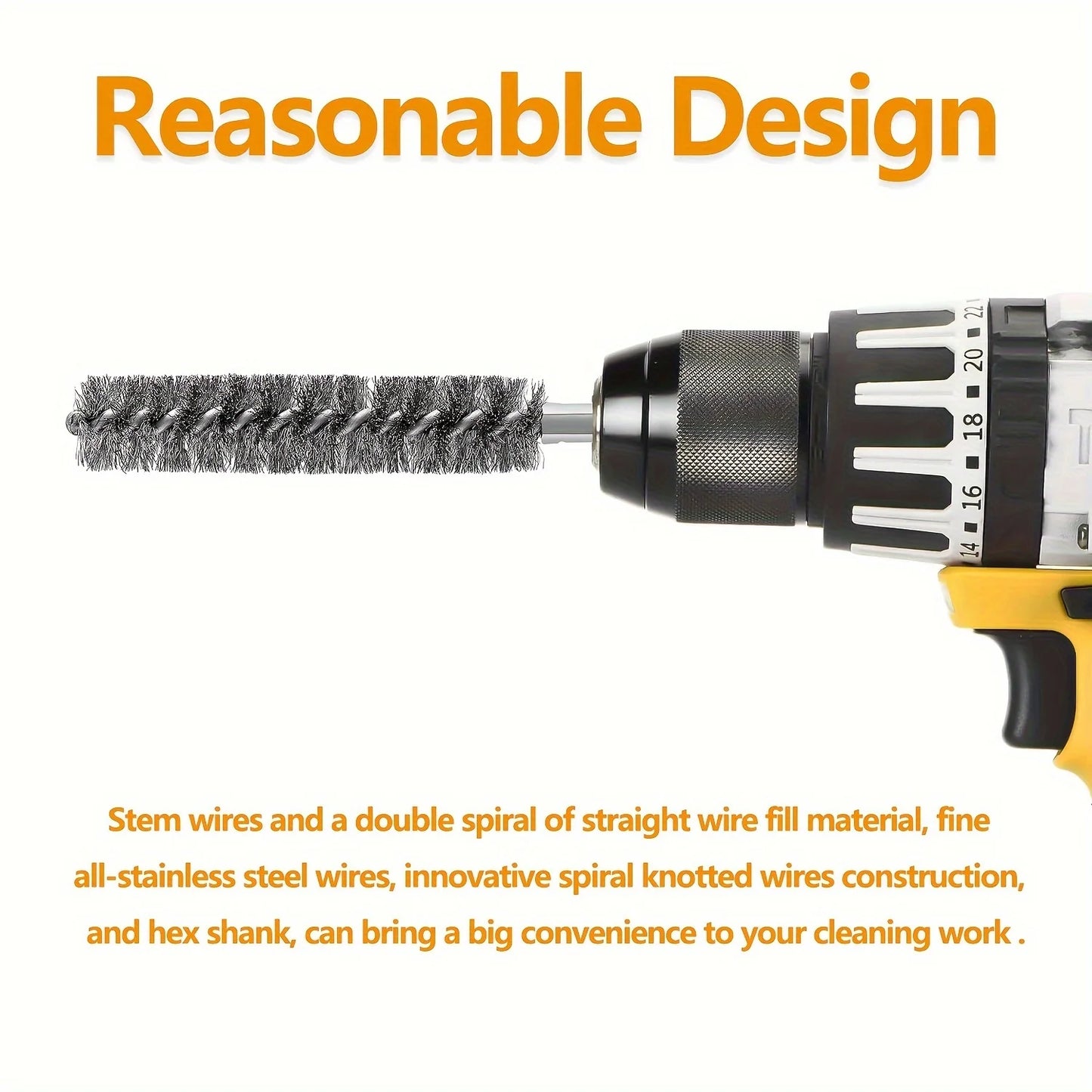 5 Pieces Hexagonal Shank Stainless Steel Wire Brush