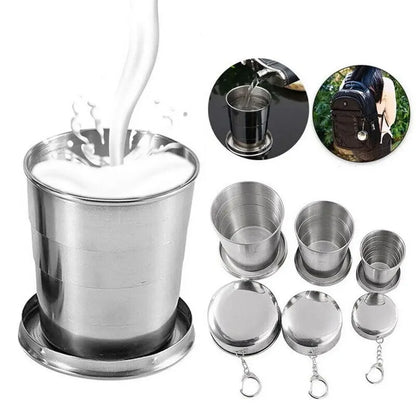 1PC 75/150/250/450ML Stainless Steel Outdoor Telescopic Collapsible Mug