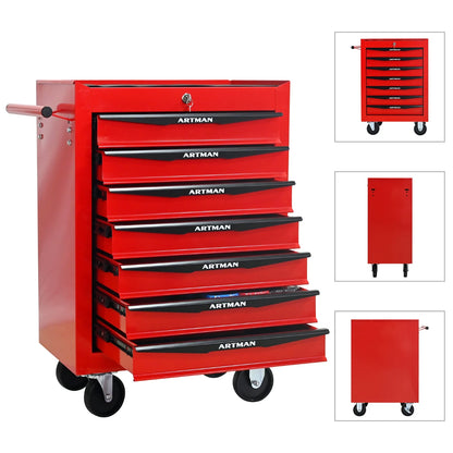 7 Drawer Rolling Tool Box, Heavy Duty, Lockable