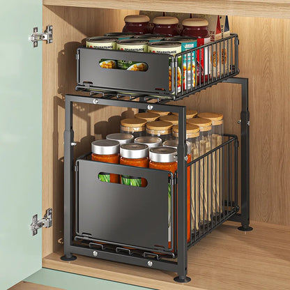 2 Tier Under Sink Slide Out Cabinet Organizer
