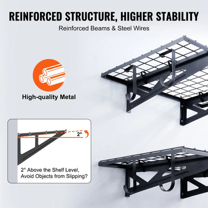 2 Garage Storage Racks, Wall Mounted Heavy Duty Shelves