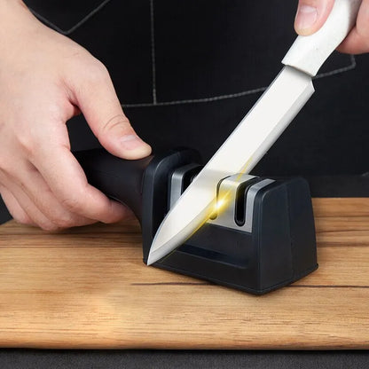 1Pc Black Kitchen Three Segment Knife Sharpener