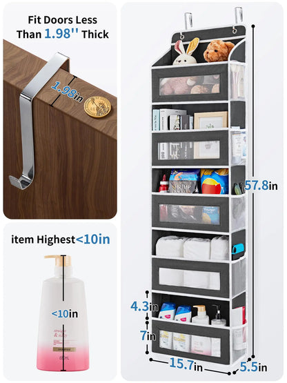 Gray Over the Door 5‑Shelf Organizer w/Pockets