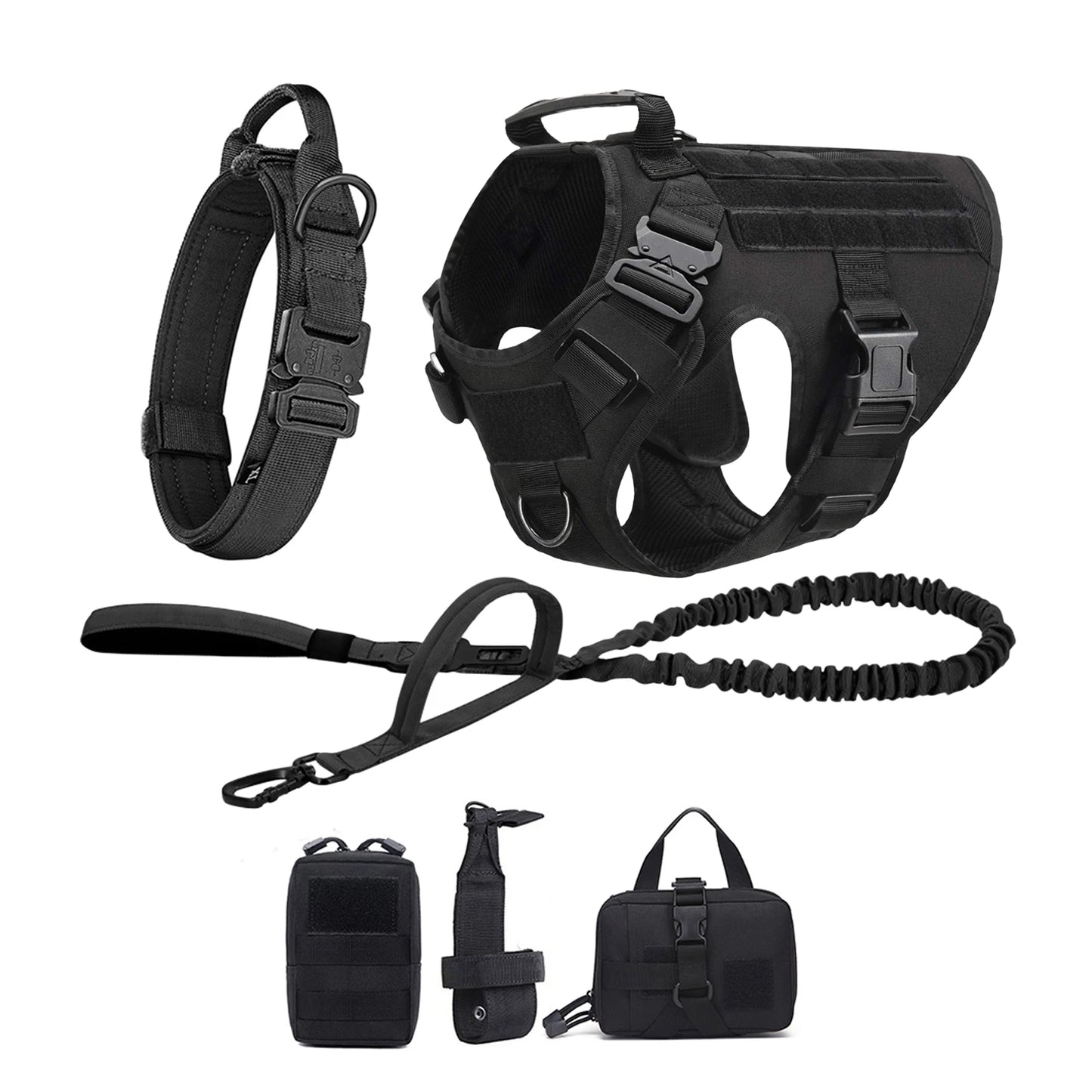 Tactical Dog Harness, Collar, and Leash