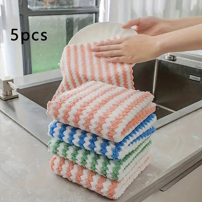 10/40PCS Fleece Cleaning Cloths for Kitchen Dish Rags, Glass