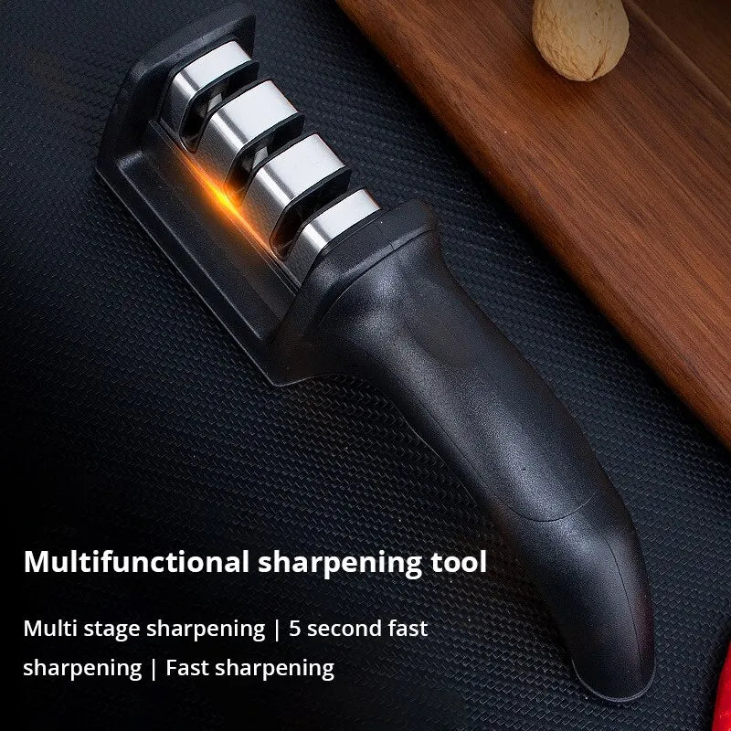 1Pc Black Kitchen Three Segment Knife Sharpener