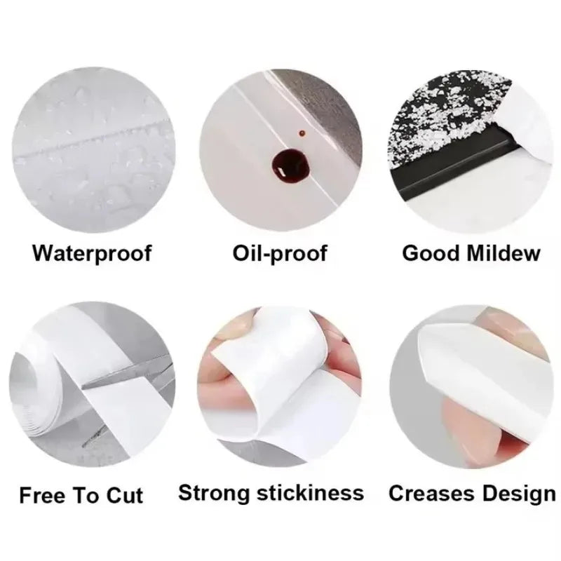 Shower, Sink, Bathroom &  Kitchen PVC Adhesive Sealing Strips