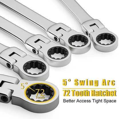 8pcs 72-Tooth Ratchet Wrench Set Metric 8-19mm
