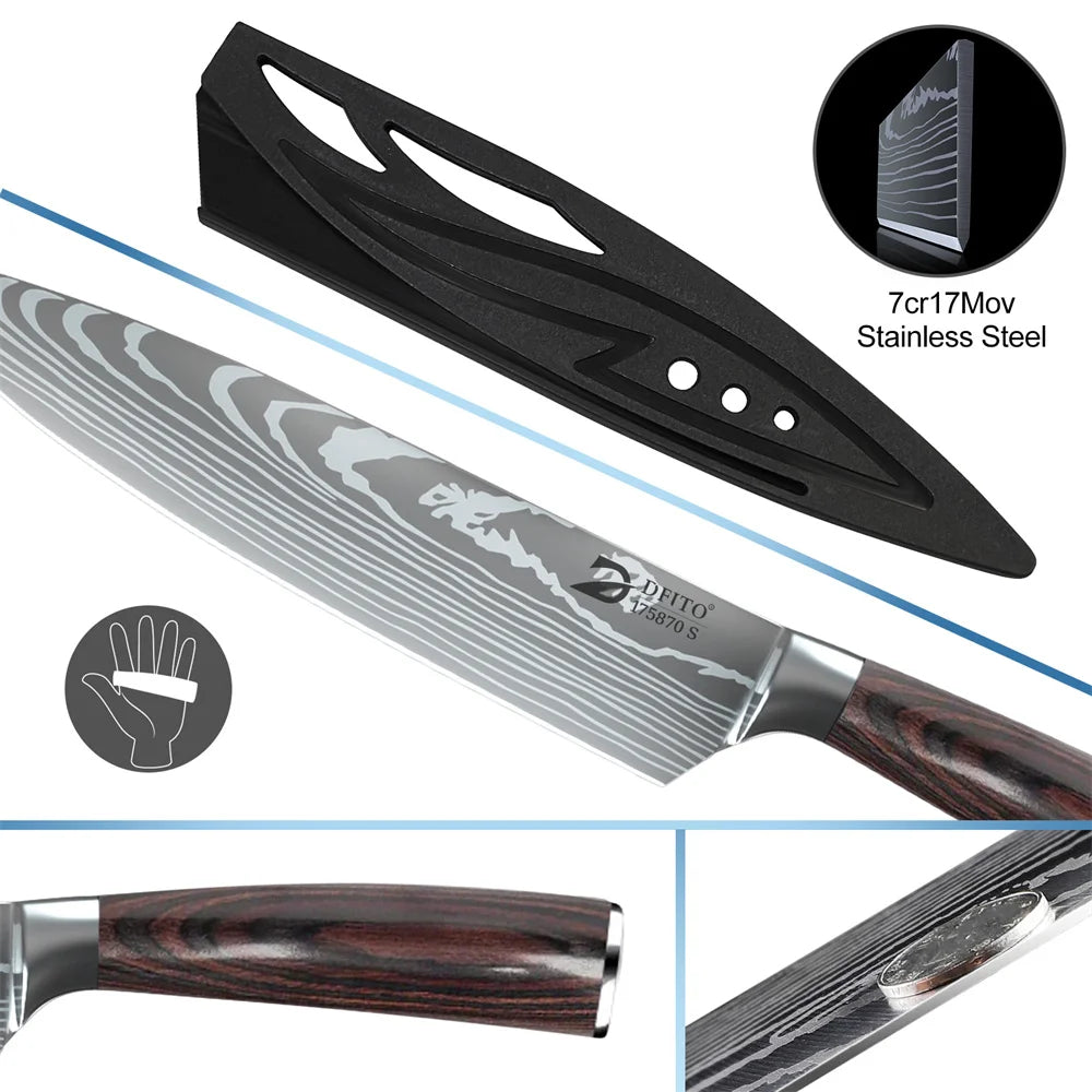 8pcs Kitchen Stainless Steel Chef Knife Set