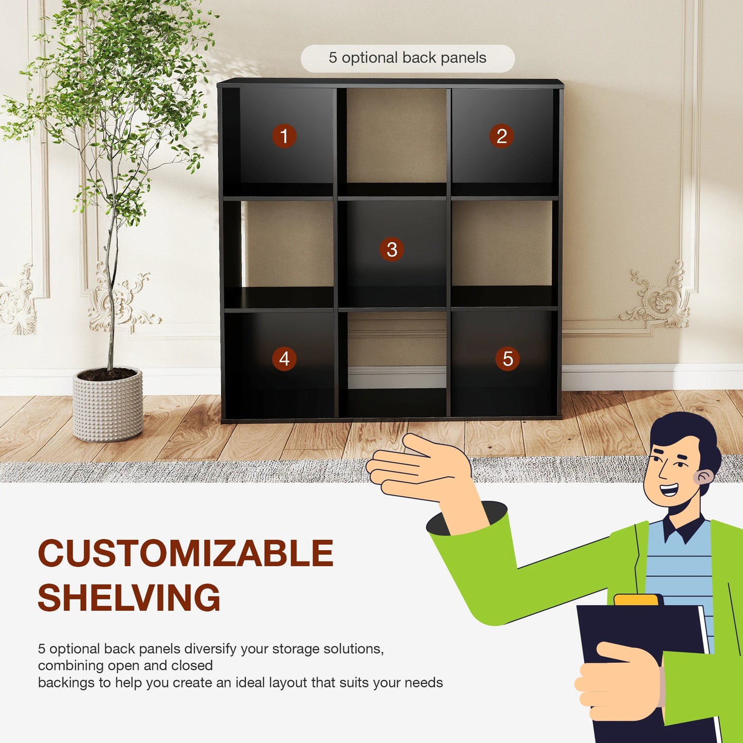 8 or 9 Cube Wooden Storage Organizer