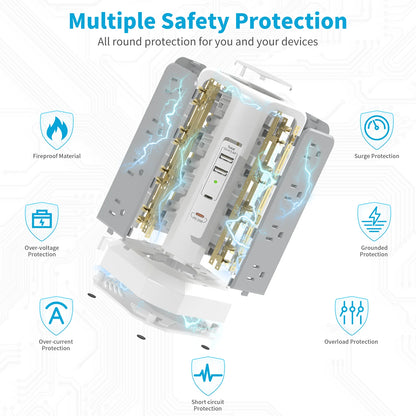 Extension tower power strip, suitable for office, home & school