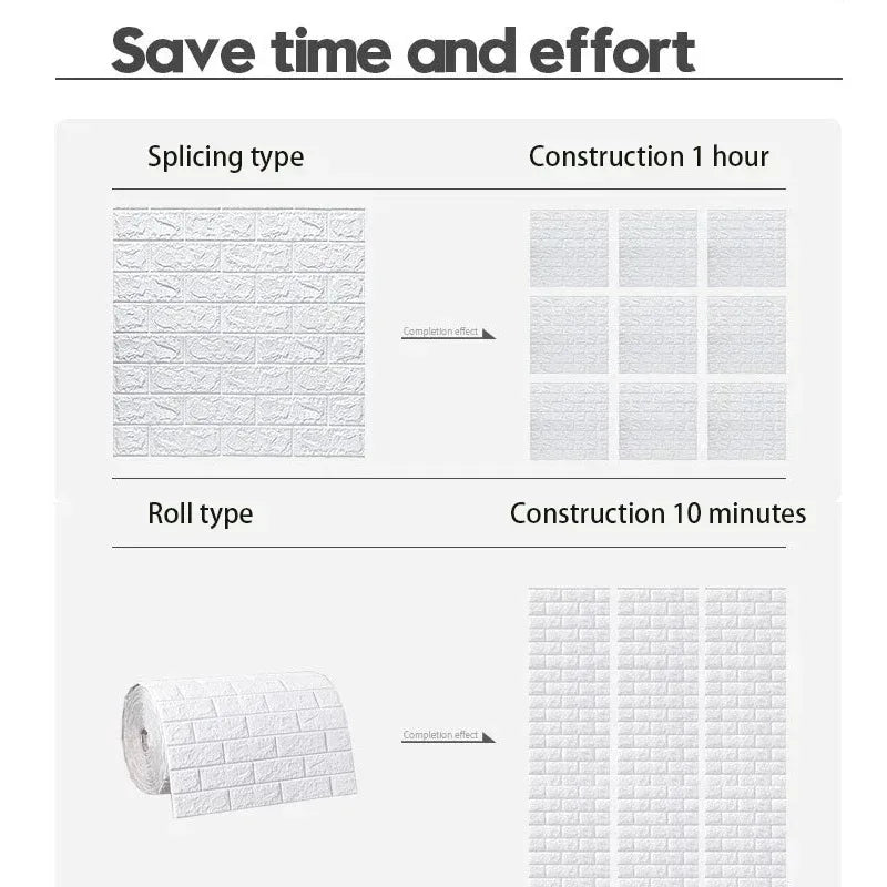 70cmx10m Self-adhesive Antique Foam Brick Wallpaper