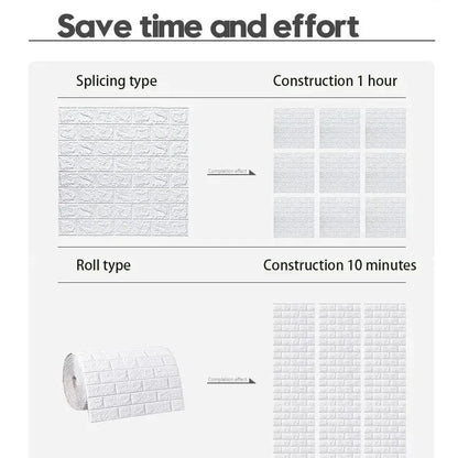 70cmx10m Self-adhesive Antique Foam Brick Wallpaper