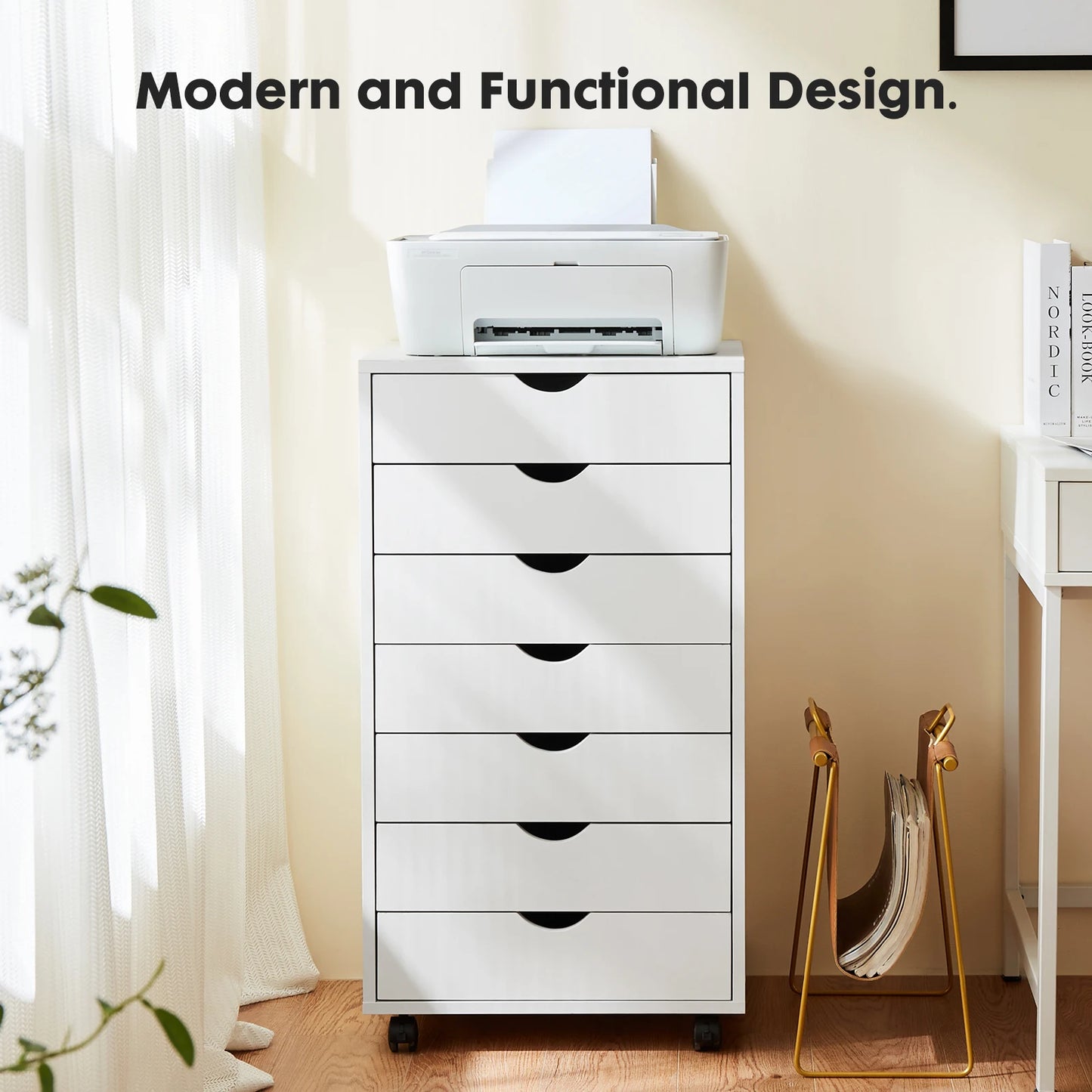 7 Drawer Nightstand Storage Cabinet w/ Wheels