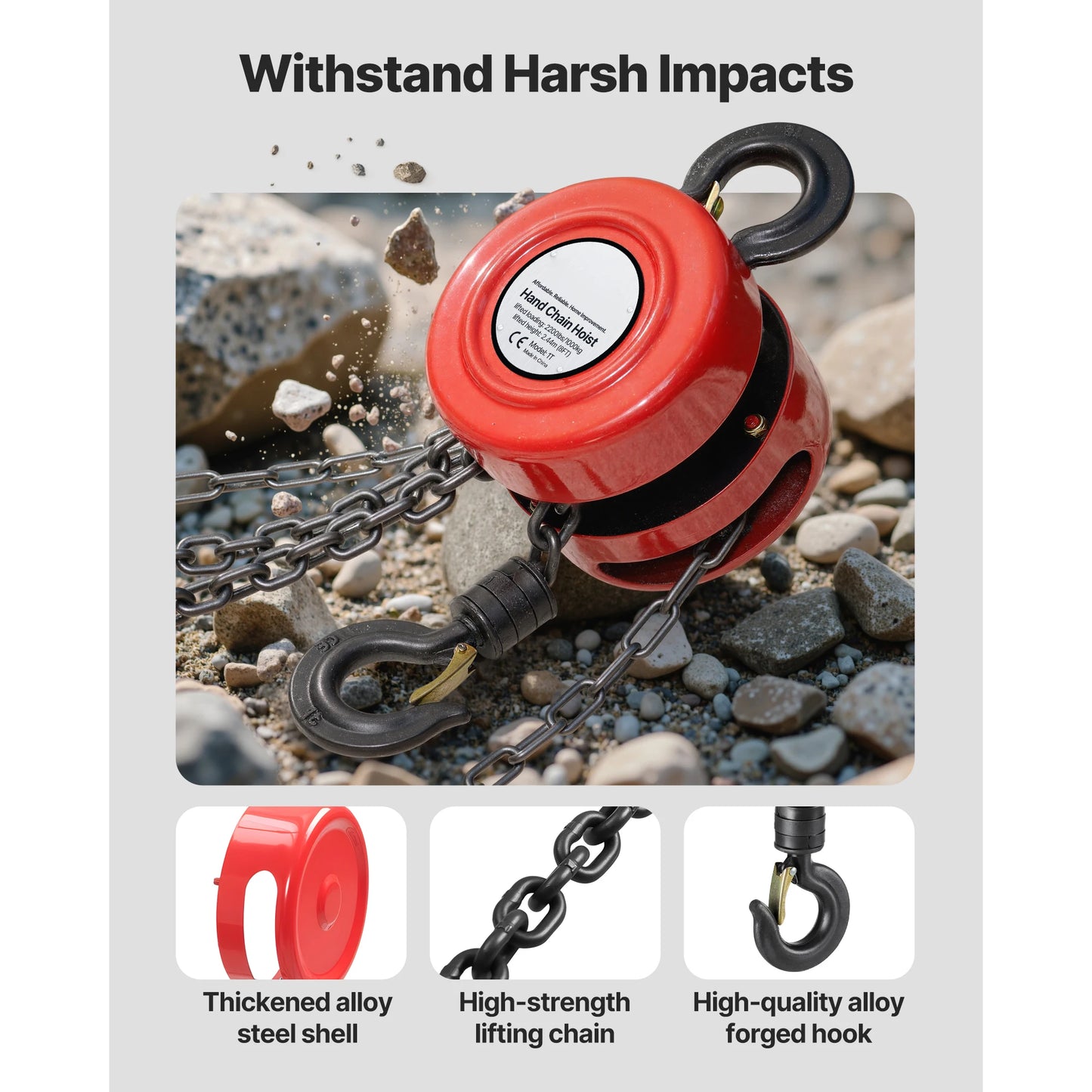 1T Hand Chain Hoist with 20 ft Height
