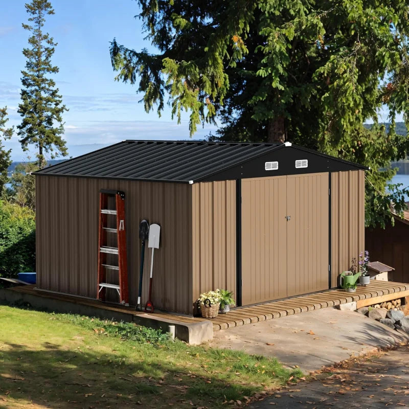 Large Metal Outdoor Garden Shed with Lockable Door,