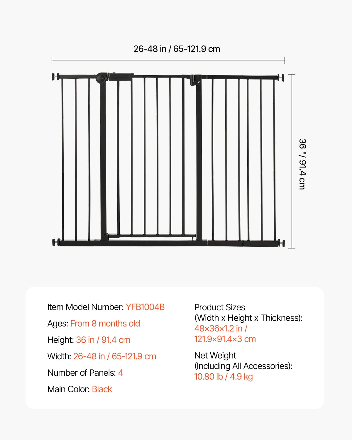 Dog Gate with Walk Thru Child Pet Security