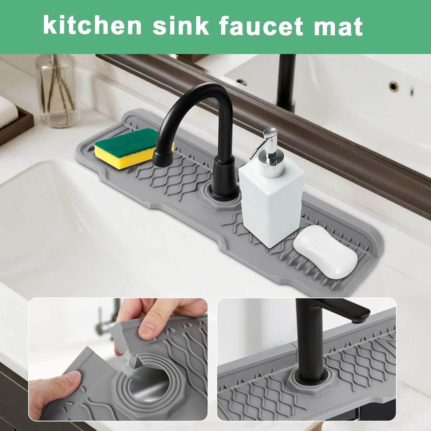 Silicone Kitchen Faucet Drip Tray, for Soap & Sponge