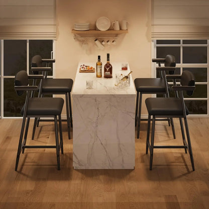 2PCS Modern Bar Stools Set with Back & Upholstered  Seat